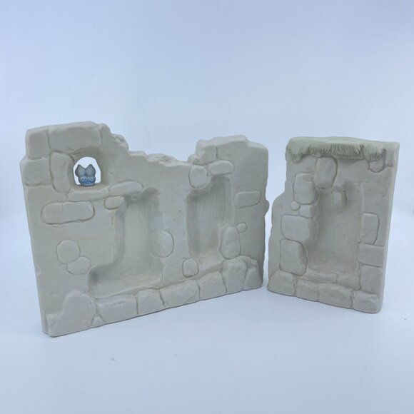 precious moments nativity set of 2 manger walls e-5644 1980 - Picture 1 of 8